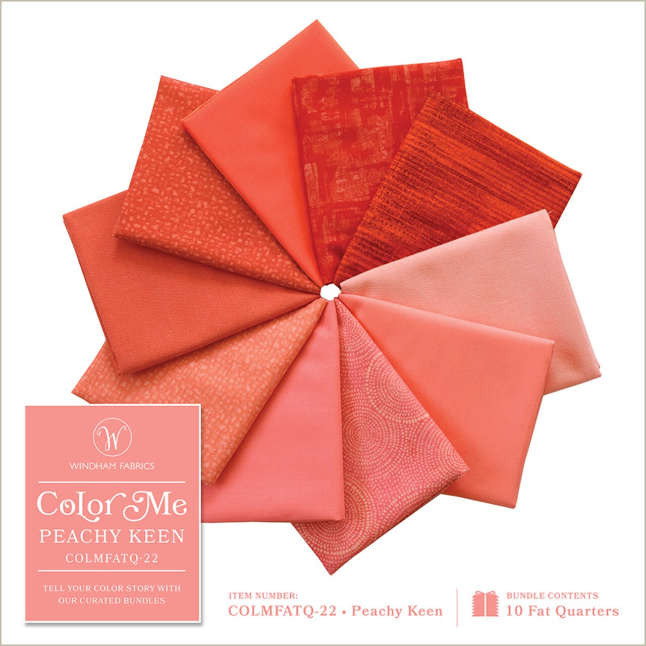 Color Me Fat Quarter Bundle in Peachy Keen by Whistler Studios for Windham (COLMFATQ-22)